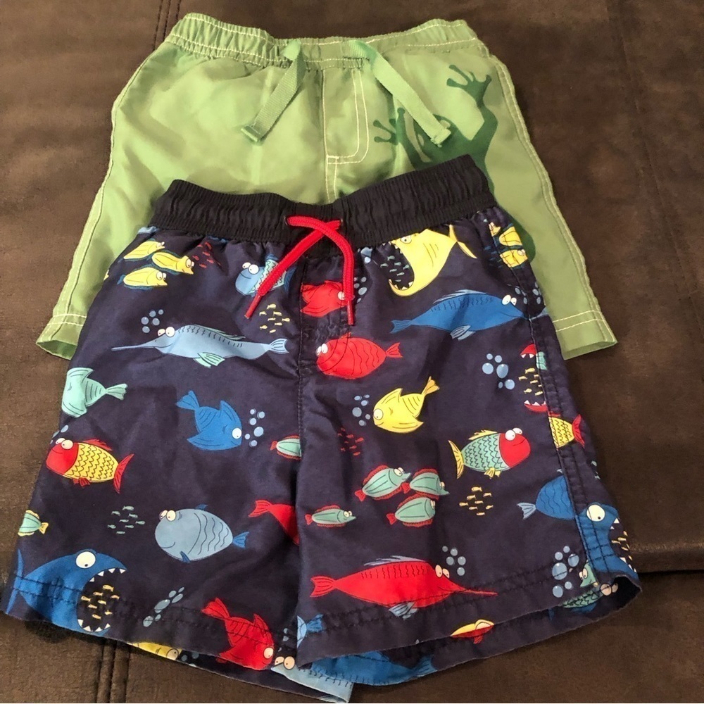 2 Swim Trunks Frog and Fish Pattern